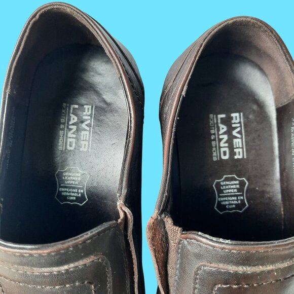 Vintage 90s Y2K Chunky Heel Wedge Loafers brown Leather Womens US 8 - Picture 7 of 11